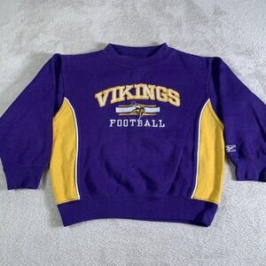 Minnesota Vikings Sweater Kids Medium Crewneck Purple NFL Football Reebok 5/6